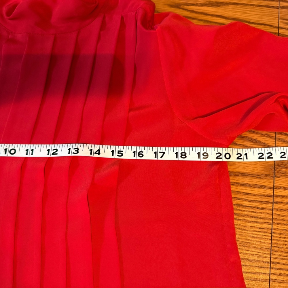 Michelle Stuart Vibrant Red Pleated Blouse - Picture 6 of 10